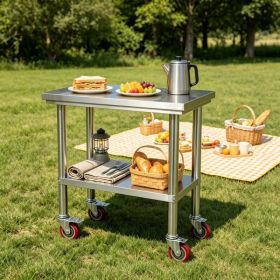 Sleek Metal Work Table With Adjustable Height And Shelf For Kitchen (Option: defaulttitle)
