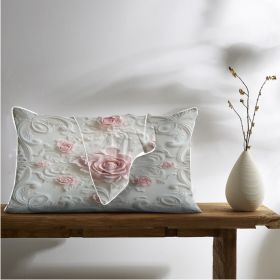 2pcs Rose Palace Style Bedroom Satin Print Soft And Skin Friendly Pillowcase (Option: 75x50cm-Pink)