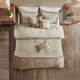 7 Piece Faux Suede Comforter Set (Option: Tan-King)