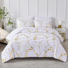 Marble White Duvet Cover Set (Option: Queen)