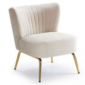 Small Armless Accent Chair, Upholstered Seat With Metal Legs, Modern Side Chair For Any Room (Option: Light Khaki)