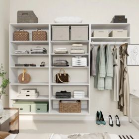 Livelylodge Modular Wardrobe Closet - Freestanding White Closet With Spacious Storage Shelves And Hanging Rods 70.86"W X 16.04"D X 70.86"H (Option: A4A4B2)