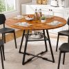 Round table, suitable for 4 to 6 people, a space-saving kitchen table with double-layer storage function, metal base frame