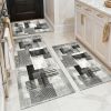 Three-piece kitchen rug set, non-slip and washable, abstract pattern kitchen hallway rug, soft and comfortable, suitable for sinks, floors, entrances