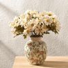 Ceramic Vintage Vase, 5.83 Inch Retro Ice Cracked Chinoiserie Floral Vase, Rustic Farmhouse Vases for Home Decor, Bookshelf, Garden, Chinoiserie Decor