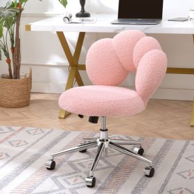 360°Swivel Height Adjustable,Swivel Chair,Teddy fabric,home office chair (Option: Pink)