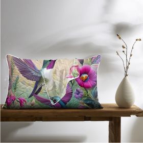 2 Pcs Of Tropical Hummingbird Art Bedroom Satin Printed Soft And Skin Friendly Pillowcase Suitable For All Seasons (Option: 51x74cm-Purple)