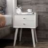 Mid-Century Wooden Multipurpose End Table with 2 Storage Drawers