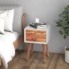 Mid-Century Wooden Multipurpose End Table with 2 Storage Drawers
