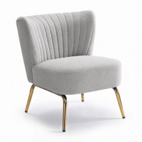 Small Armless Accent Chair, Upholstered Seat With Metal Legs, Modern Side Chair For Any Room (Option: Light gray)